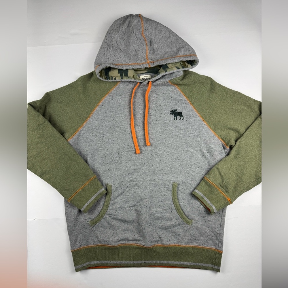Hatley little blue house Gray and Olive Hoodie with Orange Accents size medium - Picture 1 of 10